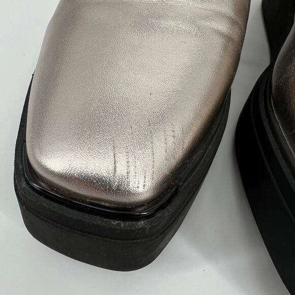 Aldo Severradia Flats Womens 8.5 Silver Metallic Leather Platform Oxford Lace Up - Picture 3 of 11